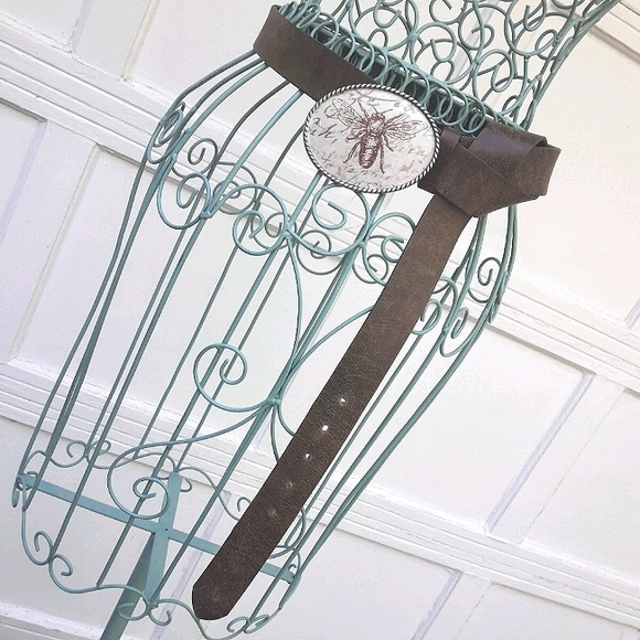 Ivan Accessories - Vintage Belt Buckle Real Leather Belt Rustic Long